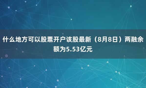 什么地方可以股票开户该股最新（8月8日）两融余额为5.53亿元